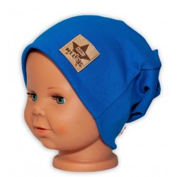 Baby Nellys Hand Made Dětská funkční čepice s dvojitým lemem - tm. modrá