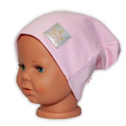 Baby Nellys Hand Made Dětská funkční čepice s dvojitým lemem - sv. růžová