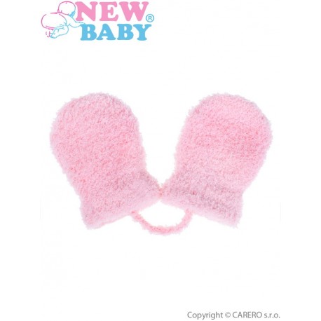 Dětské zimní rukavičky New Baby se šňůrkou světle růžové