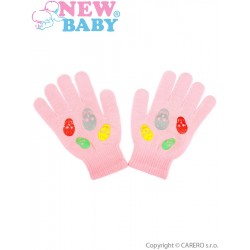 Dětské zimní rukavičky New Baby Girl světle růžové, Růžová, 122 (6-7 let)