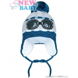 Zimní dětská čepička New Baby brýle šedá