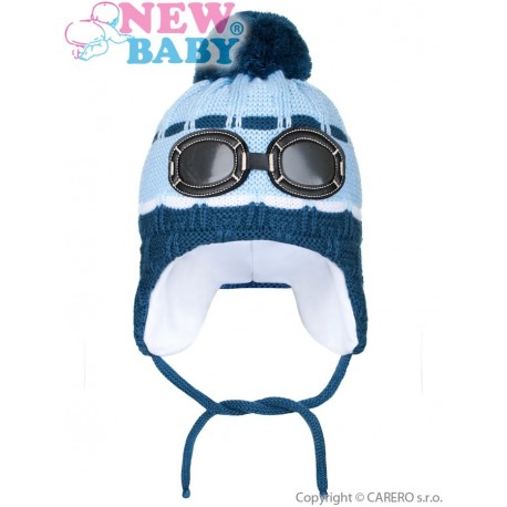 Zimní dětská čepička New Baby brýle světle modrá