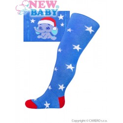 Vánoční bavlněné punčocháčky New Baby modré se slonem, Modrá, 68 (4-6m)