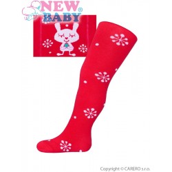 Vánoční bavlněné punčocháčky New Baby červené s vločkami a kočičkou, Červená, 92 (18-24m)