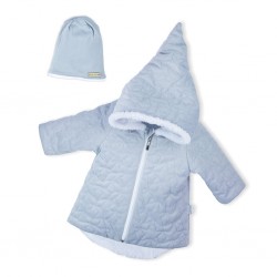 Zimní kojenecký kabátek s čepičkou Nicol Kids Winter šedý, Šedá, 68 (4-6m)