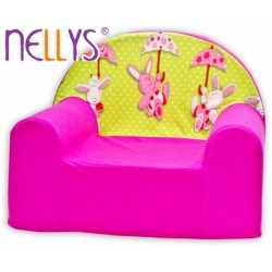 Dětské křesílko/pohovečka Nellys ® - Zajíček a deštník v růžové