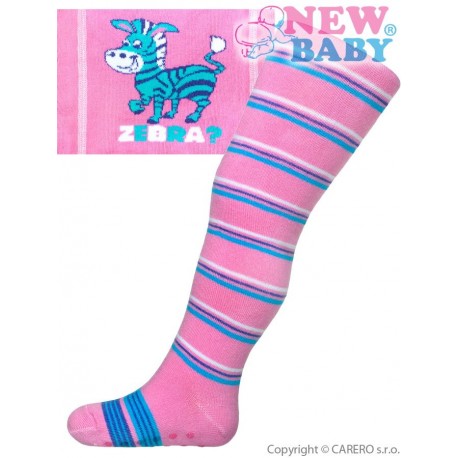 Bavlněné punčocháčky New Baby s ABS růžové zebra s pruhy