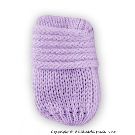 Zimní pletené  kojenecké rukavičky - lila