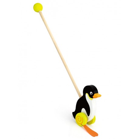 Dřevěná jezdící hračka Viga tučňák, Černá