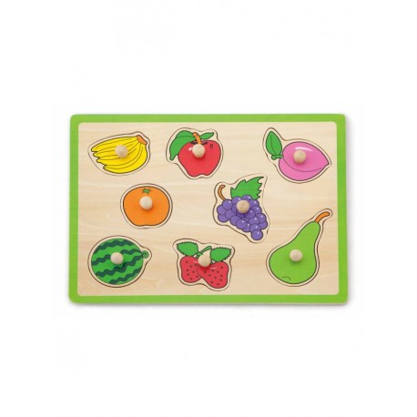 Dětské dřevěné puzzle s úchyty Viga Ovoce, Multicolor