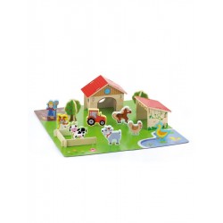 Dětské dřevěné 3 D puzzle Viga Farma, Multicolor