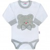 Luxusní kojenecké body s dlouhým rukávem New Baby Honey Bear s 3D aplikací, Bílá, 62 (3-6m)