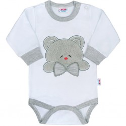 Luxusní kojenecké body s dlouhým rukávem New Baby Honey Bear s 3D aplikací, Bílá, 74 (6-9m)