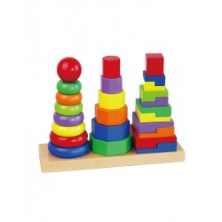 Dřevěné barevné pyramidy pro děti Viga, Multicolor