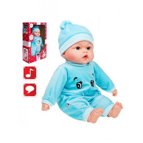 Polsky mluvící a zpívající dětská panenka PlayTo Beatka 46 cm, Modrá