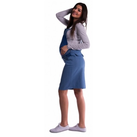 Těhotenské šaty/sukně s láclem - modré