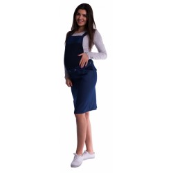 Těhotenské šaty/sukně s láclem - tm. modré