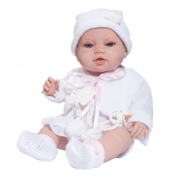 Luxusní dětská panenka-miminko Berbesa Terezka 43cm, Bílá