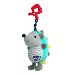 Dětská plyšová hračka s hracím strojkem a klipem Baby Mix Ježek modro-šedý, Multicolor