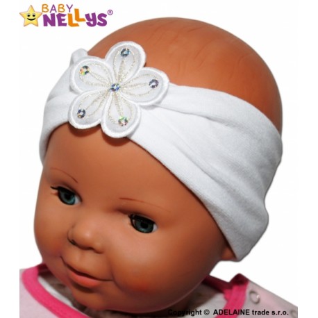 Čelenka Baby Nellys ® s květinkou - bílá