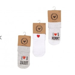 Z&amp;Z Sada 3 ks -ponožky I love, bílé/šedé