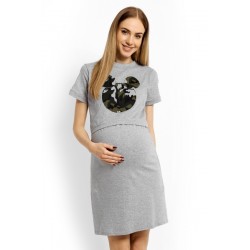 Těhotenská, kojící noční košile Minnie - sv. šedá