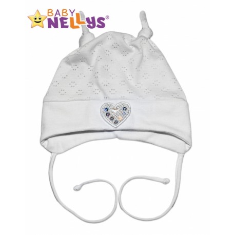 Bavlněná čepička SRDÍČKO Baby Nellys ® - bílé