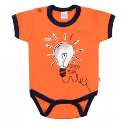 Kojenecké bavlněné body s krátkým rukávem New Baby skvělý nápad, Oranžová, 56 (0-3m)