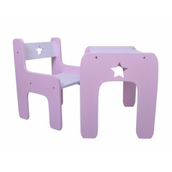 Sada nábytku STAR - Stůl + židle - růžová s bílou