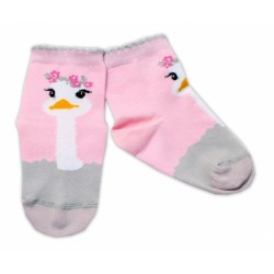 Baby Nellys Bavlněné ponožky Pštros - světle růžové