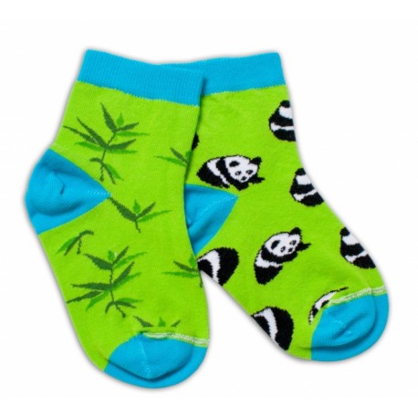 Baby Nellys Bavlněné veselé ponožky Panda - zelené