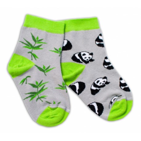 Baby Nellys Bavlněné veselé ponožky Panda - šedé