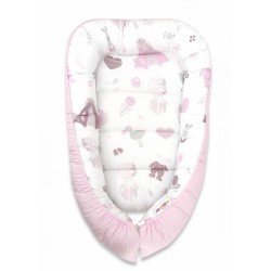 Baby Nellys Bavlněné oboustranné hnízdečko , 55x75cm, New Love Baby - růžová