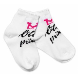 Baby Nellys Bavlněné ponožky Little princess - bílé