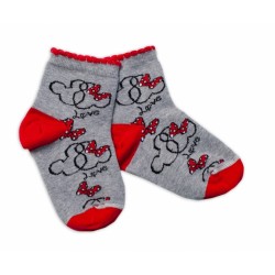 Baby Nellys Bavlněné ponožky Minnie Love - šedé