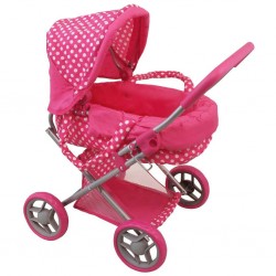 Hluboký kočárek pro panenky Baby Mix puntíkovaný růžový, Růžová