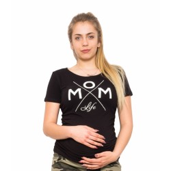 Těhotenské triko Mom Life - černá