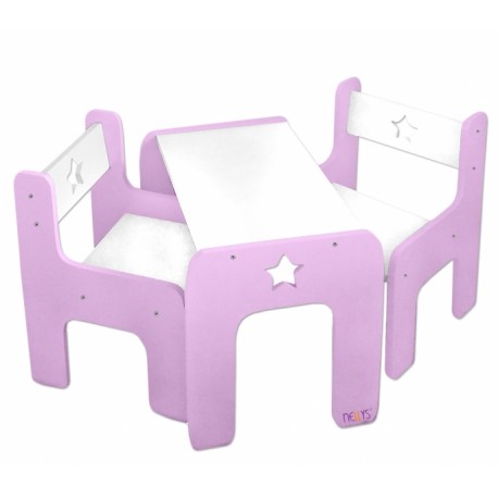 Sada nábytku Star - Stůl + 2 x  židle - růžová s bílou