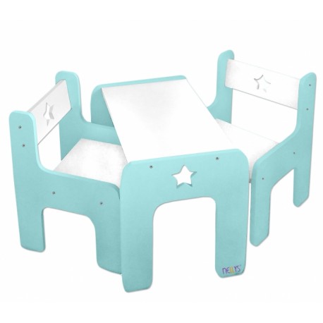 Sada nábytku Star - Stůl + 2 x  židle - mátová s bílou