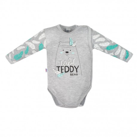 Kojenecké body s bočním zapínáním New Baby Wild Teddy, Šedá, 50