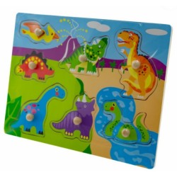 Tulilmi Dřevěné zábavné puzzle vkládací - Dinosauři