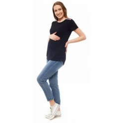 Be MaaMaa Těhotenské triko, kr. rukáv - černé