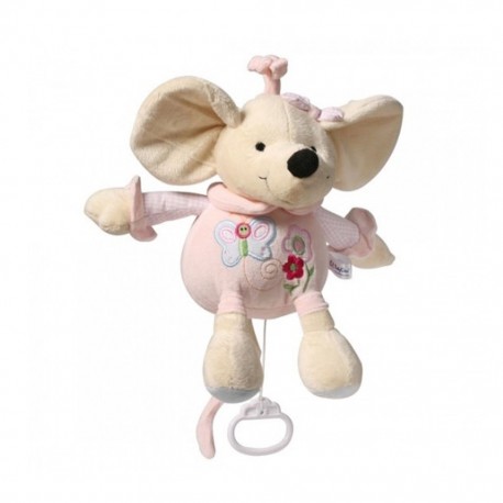 Plyšová hračka s hracím strojkem Baby Ono Myška růžová, Růžová