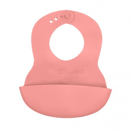 Nastavitelný plastový bryndák s kapsičkou Baby Ono růžový, Růžová