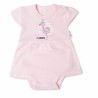 Baby Nellys Bavlněné kojenecké sukničkobody, kr. rukáv, Flamingo - sv. růžové