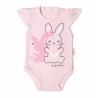Baby Nellys Bavlněné kojenecké body, kr. rukáv, Cute Bunny - sv. růžová