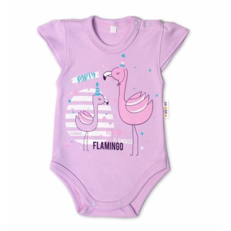 Baby Nellys Bavlněné kojenecké body, kr. rukáv, Flamingo - lila