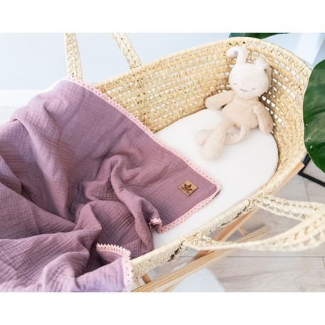 Baby Nellys Luxusní dvouvrstvá mušelínová dětská deka, 75 x 100 cm, fialová