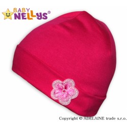 Bavlněná čepička Baby Nellys ® - Růžová s kytičkou