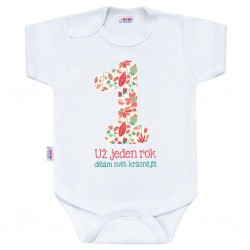 Body s potiskem New Baby Už jeden rok dělám svět krásnější, Bílá, 86 (12-18m)